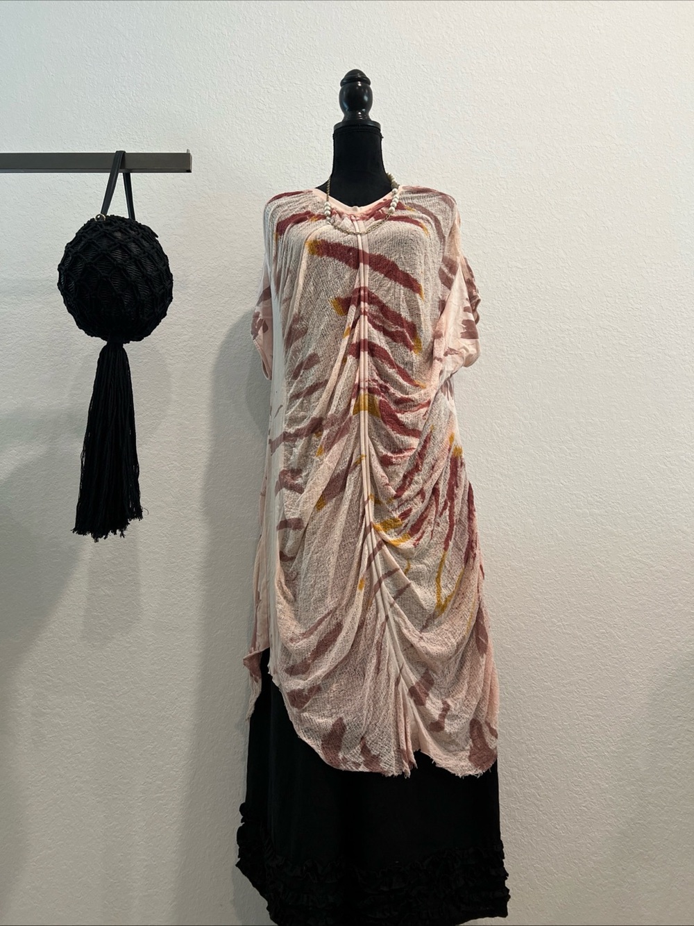 Raquel Allegra Pink Multi Asymmetrical Draped Tunic Dress